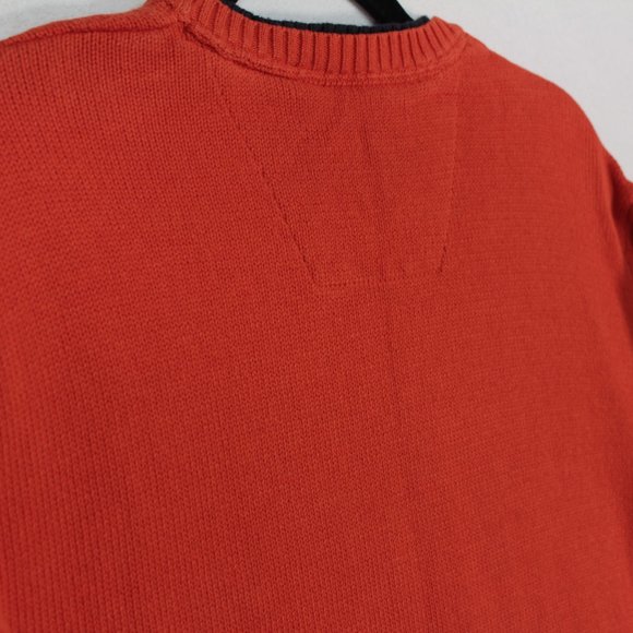 Nautica Sweater Men's XL Red Orange Long Sleeve Solid Pullover - Picture 8 of 10
